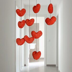 Mobile Hanging Hearts, Diamond Rhinestones,